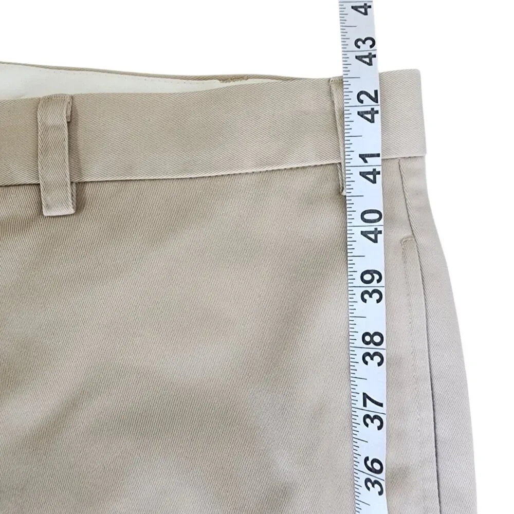 Orvis Khaki Twill Chino Flat Front Pants Mens 40 Wrinkle Free 100% Cotton